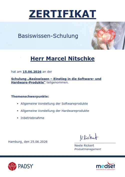 Zertifizierung: Medizinprodukte von medset / Padsy - Marcel Nitschke