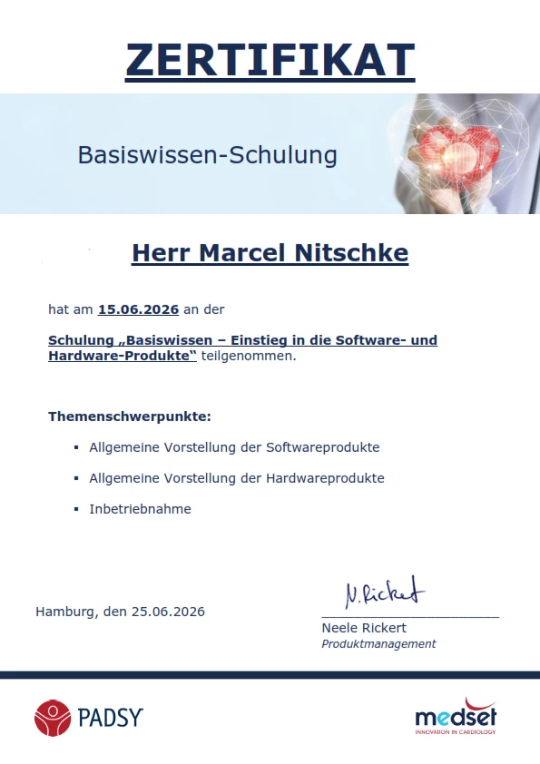 Zertifizierung: Medizinprodukte von medset / Padsy - Marcel Nitschke